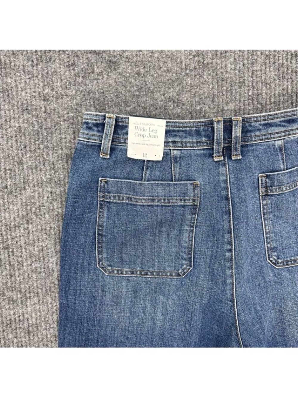 Talbots Wide Leg Crop Jeans Medium Wash Denim High Rise Relaxed Womens Sz 12 NEW - Picture 8 of 10